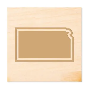Kansas Outline Wood Coaster