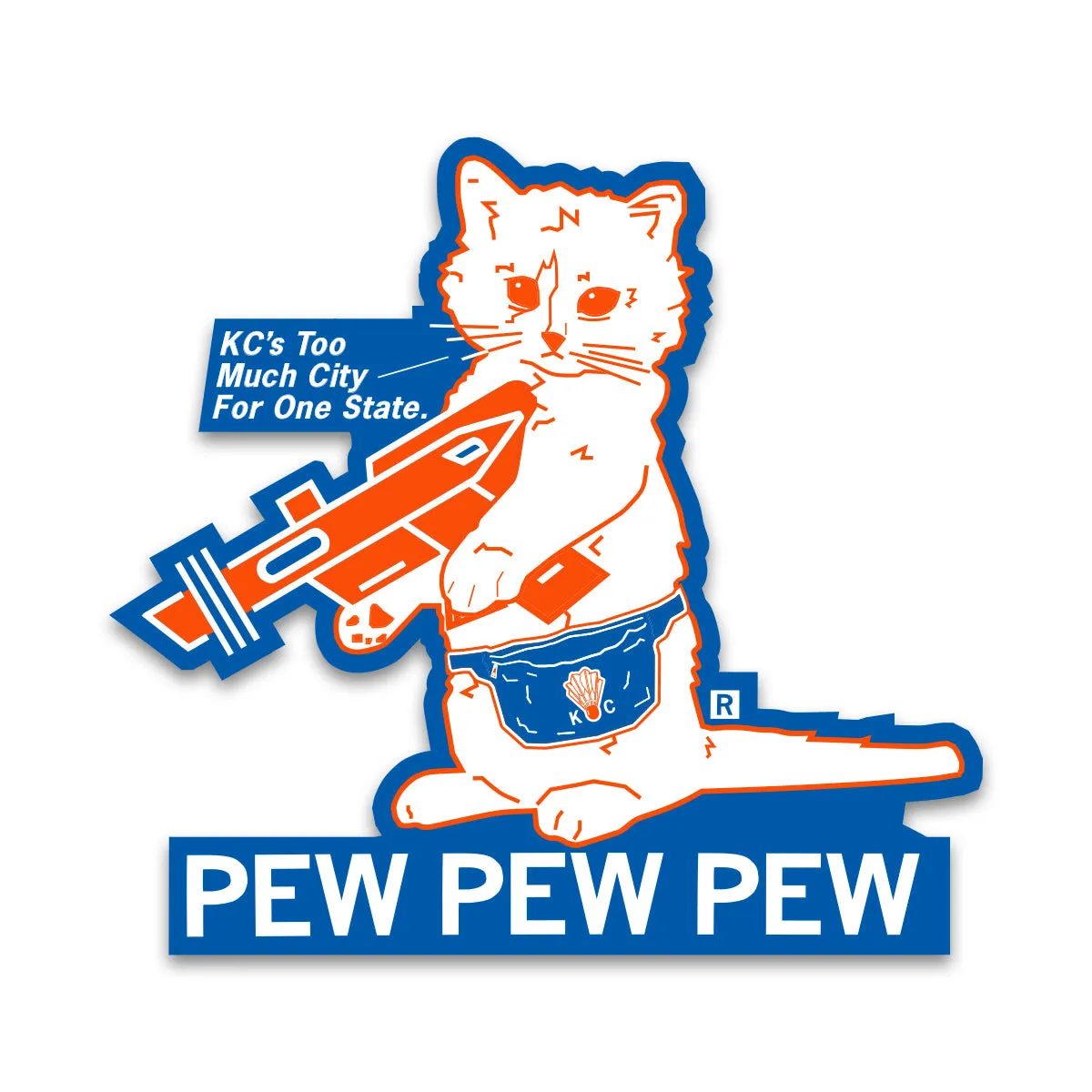 KC: Too Much City Pew Pew Pew Die-Cut Sticker