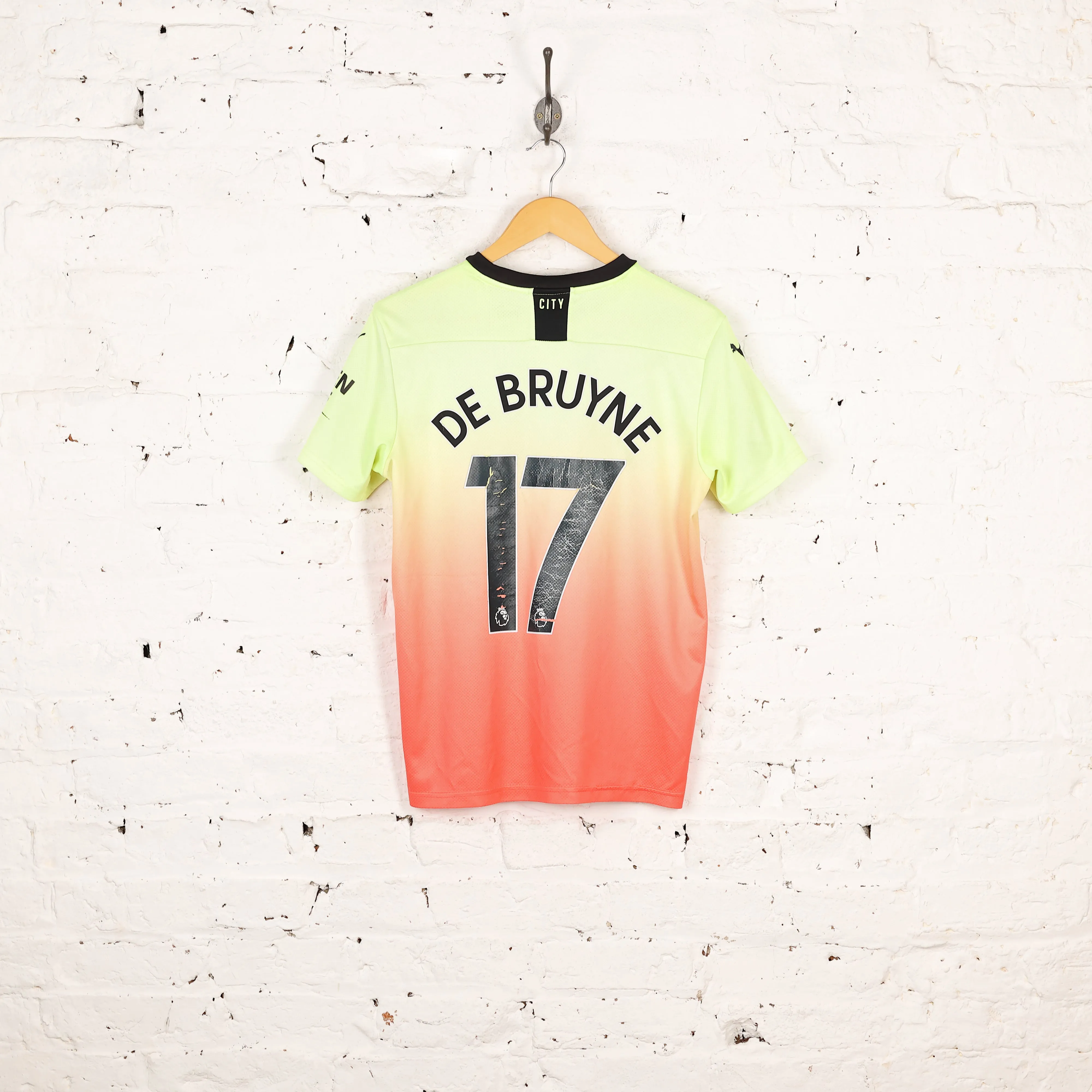 Kids Puma Manchester City 2019 De Bruyne Away Football Shirt - Yellow - XL Boys