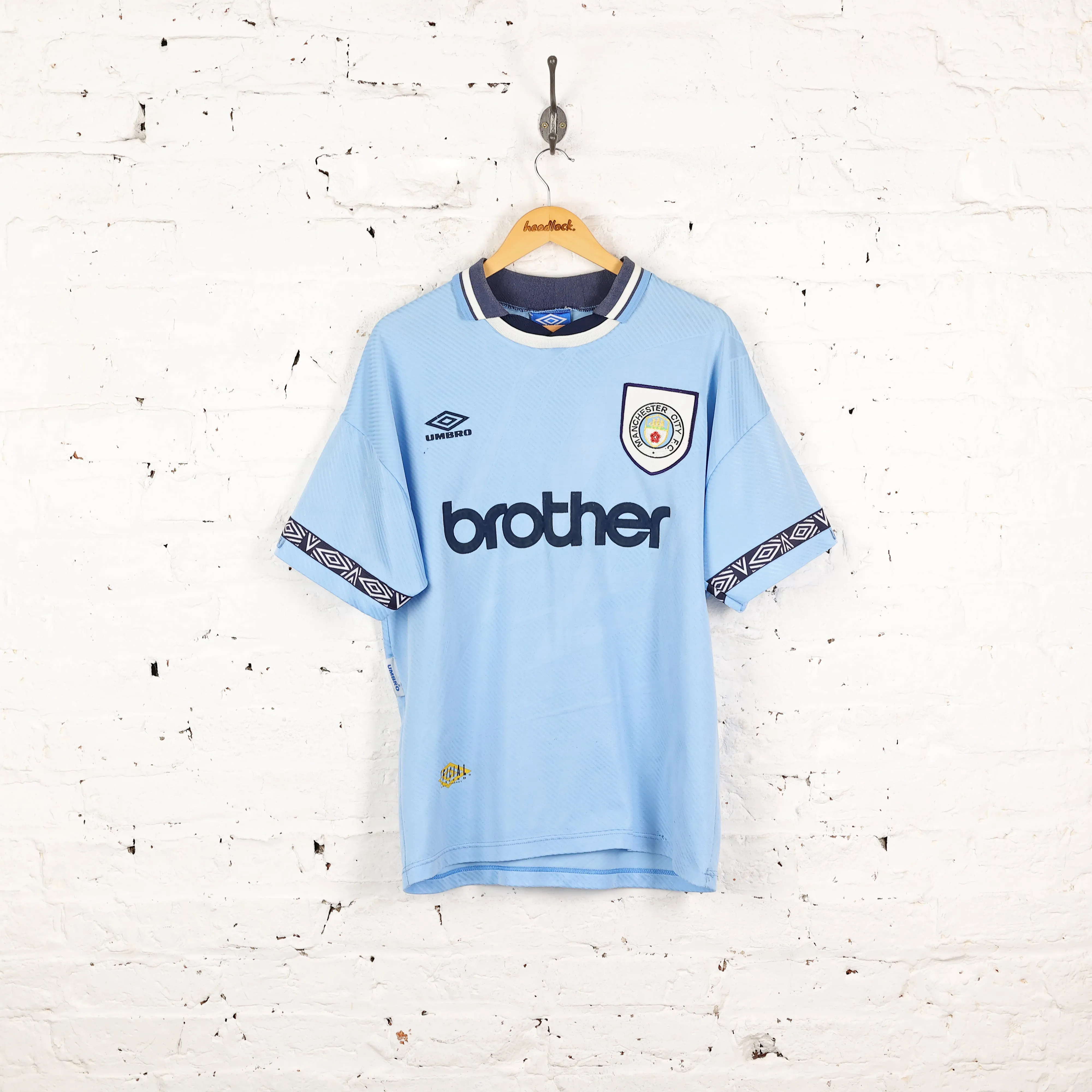 Manchester City 1994 Beagrie  Umbro Home Football Shirt - Blue - L