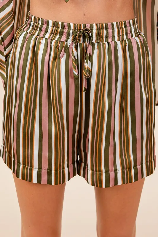 Mittoshop Drawstring Striped Satin Shorts