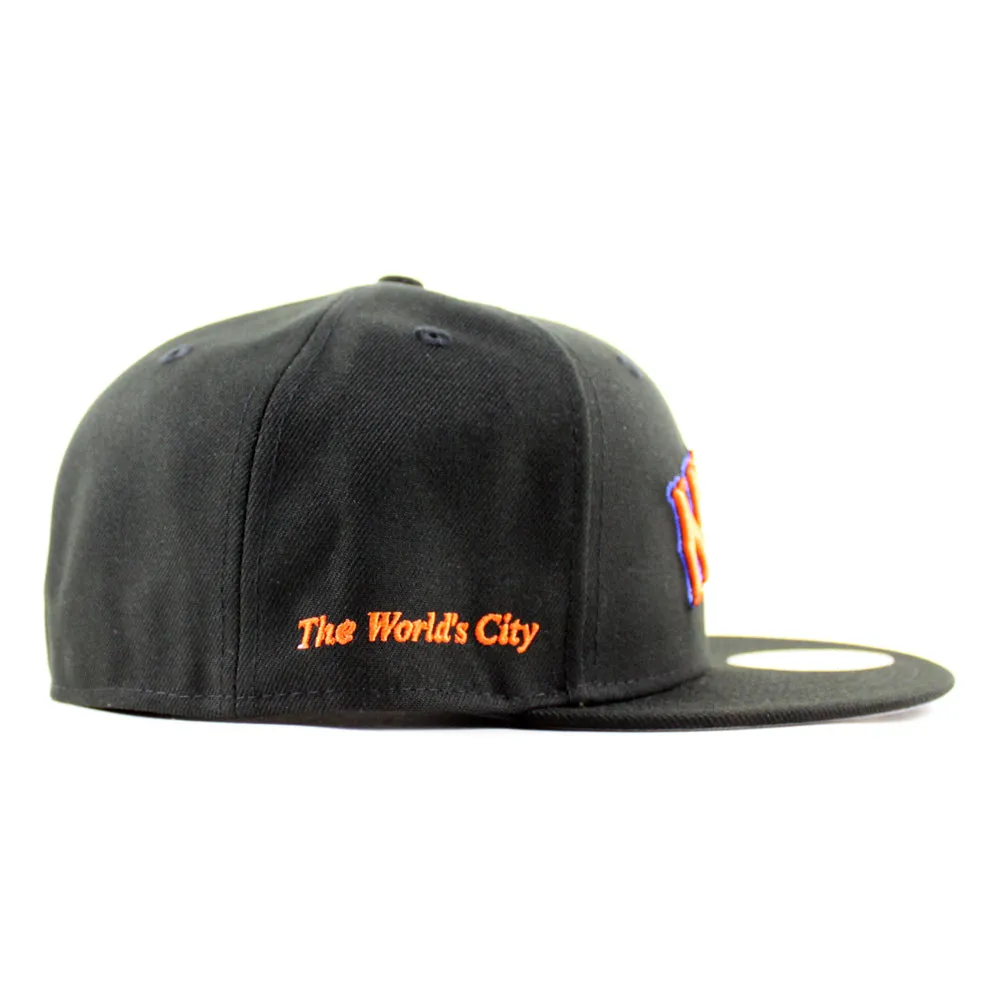 New York Mets The Worlds City Patch New Era 59Fifty Fitted Hat (Black Gray Under Brim)