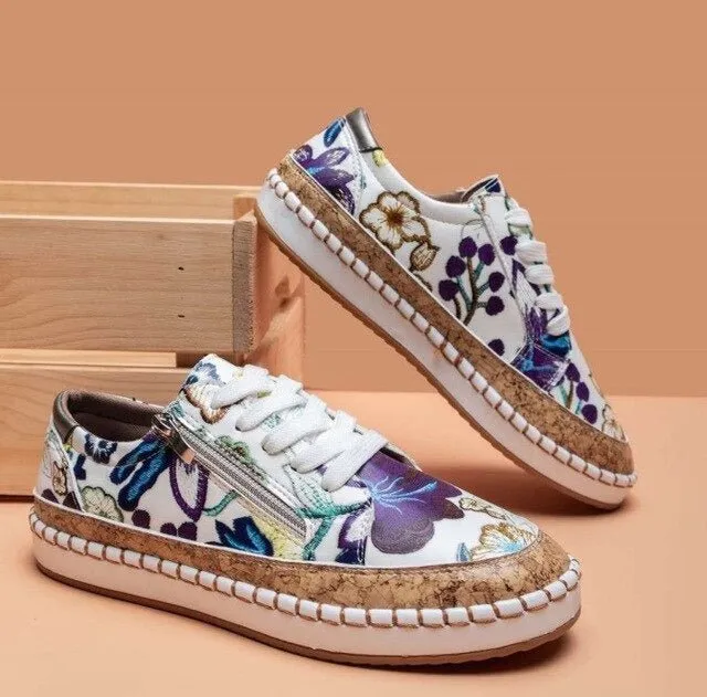 Oluchi™ Orthopedic Sneakers with Zipper and Floral Pattern