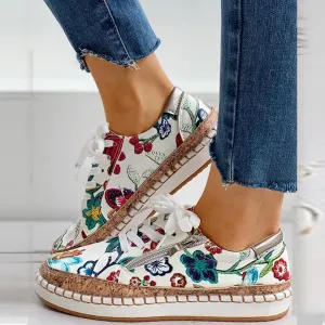 Oluchi™ Orthopedic Sneakers with Zipper and Floral Pattern