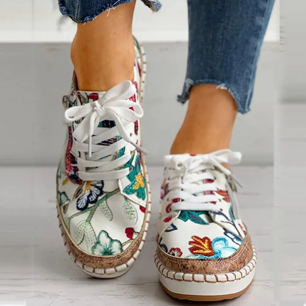 Oluchi™ Orthopedic Sneakers with Zipper and Floral Pattern