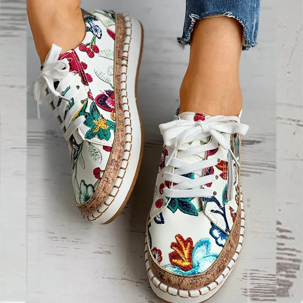 Oluchi™ Orthopedic Sneakers with Zipper and Floral Pattern