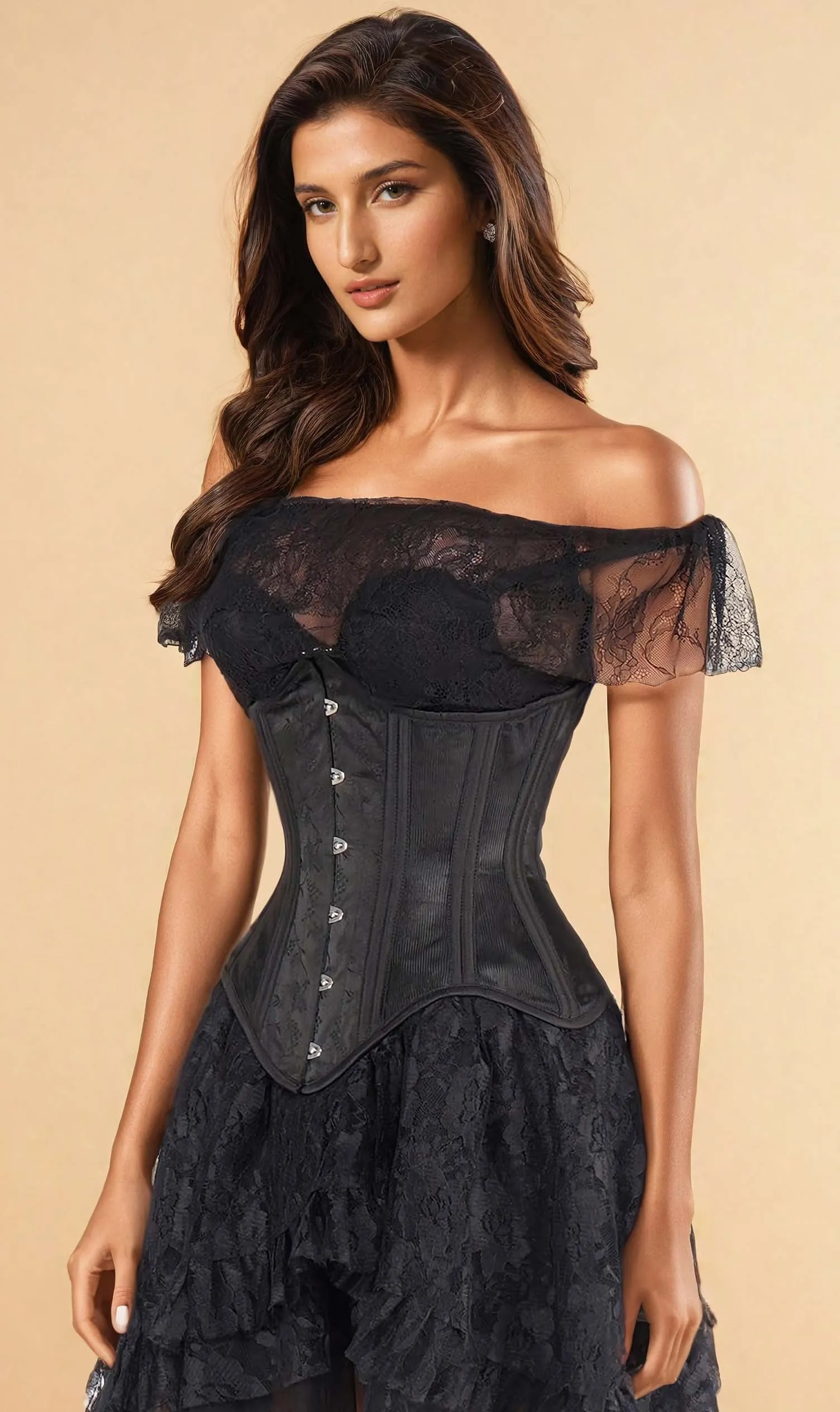 Paisley Mesh with Brocade Waist Trainer Corset