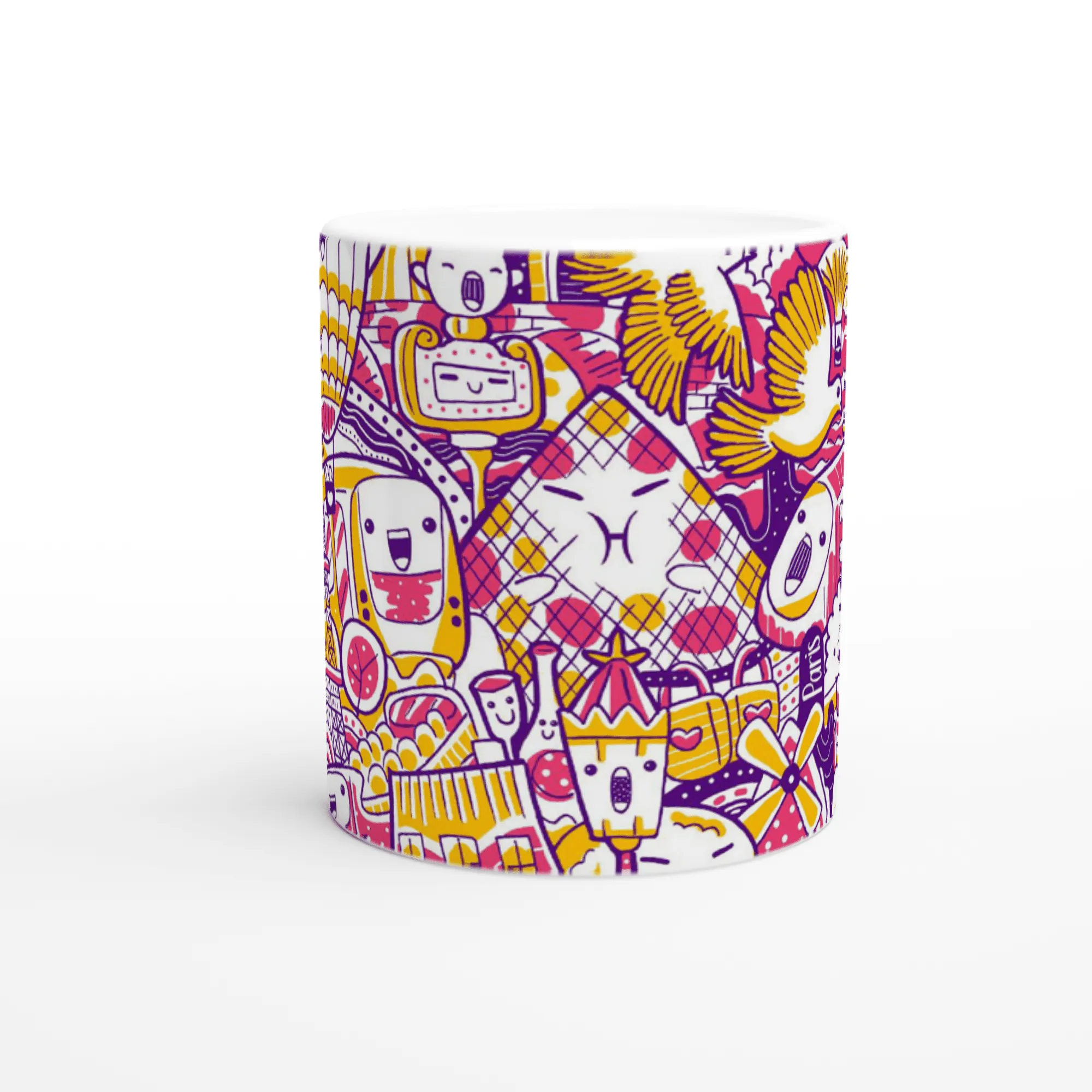 Paris City Illustration, White 11oz Ceramic Mug