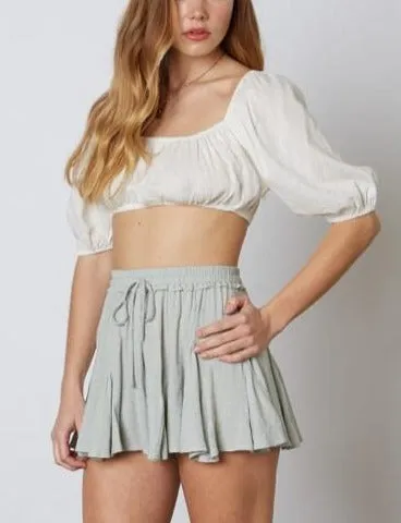 Peasant Short Sleeve Crop Top