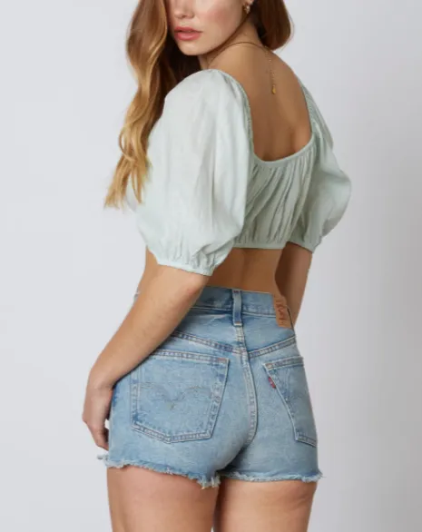 Peasant Short Sleeve Crop Top