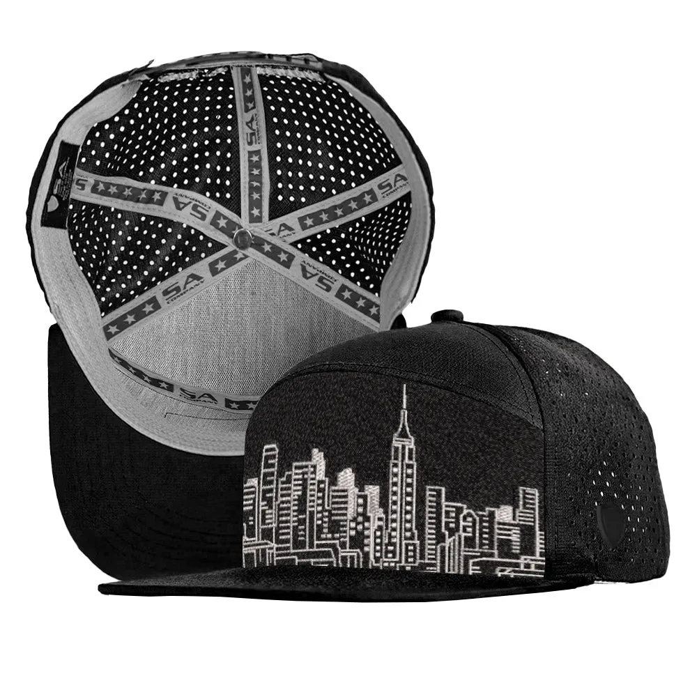 Performance Flat Bill Snapback | Midnight Skyline | Black PreOrder