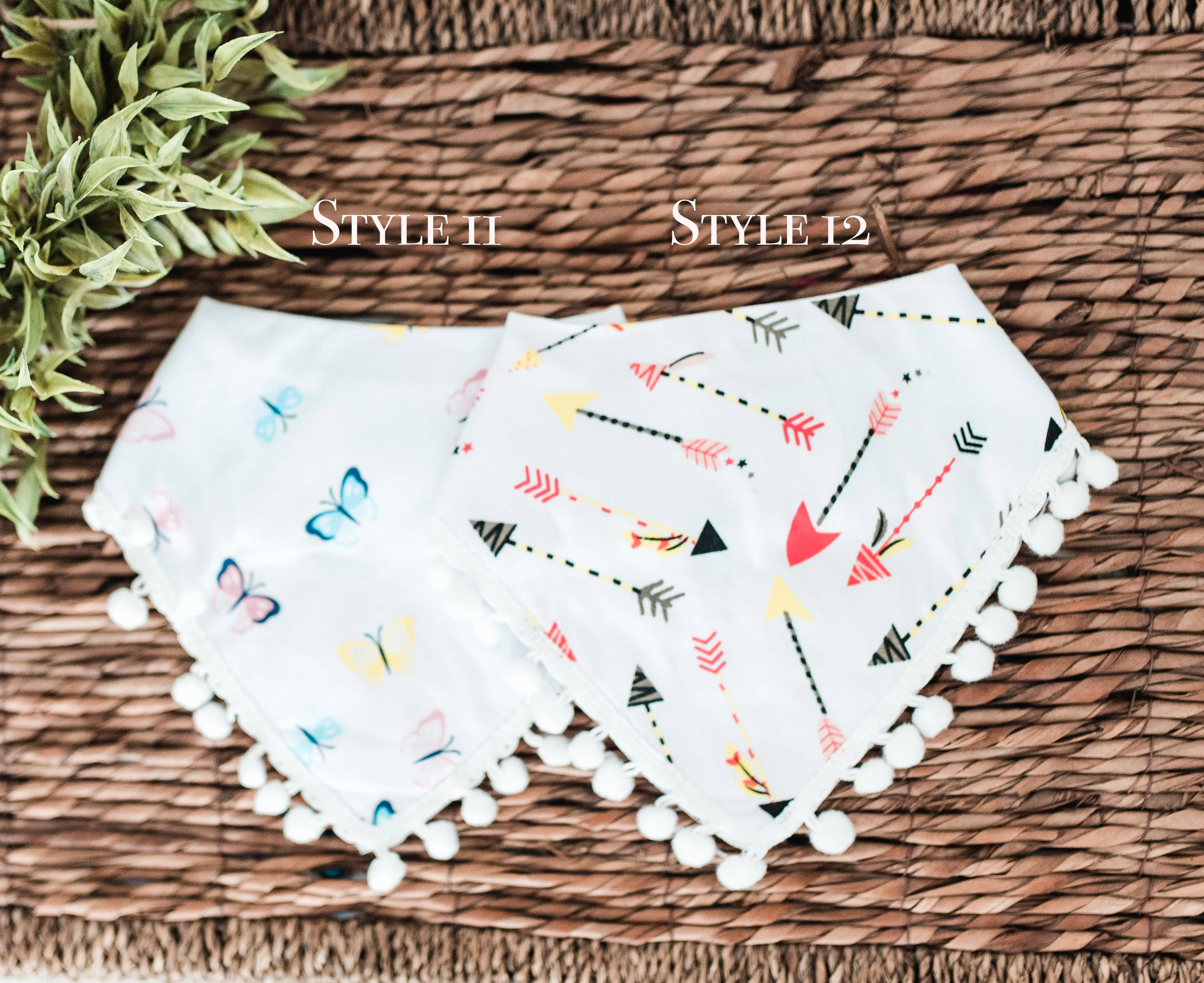 Pom Pom Trim Bandana Bibs - 20 Styles!