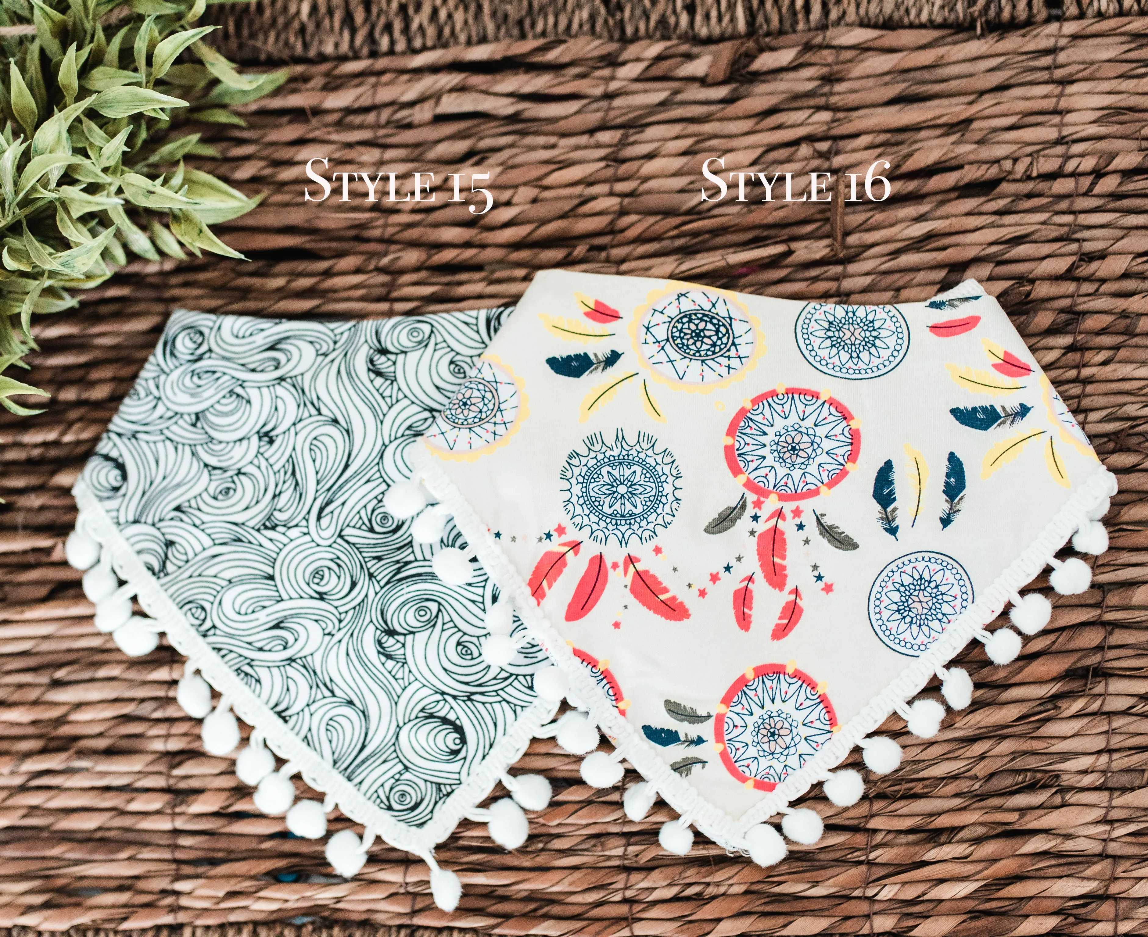 Pom Pom Trim Bandana Bibs - 20 Styles!