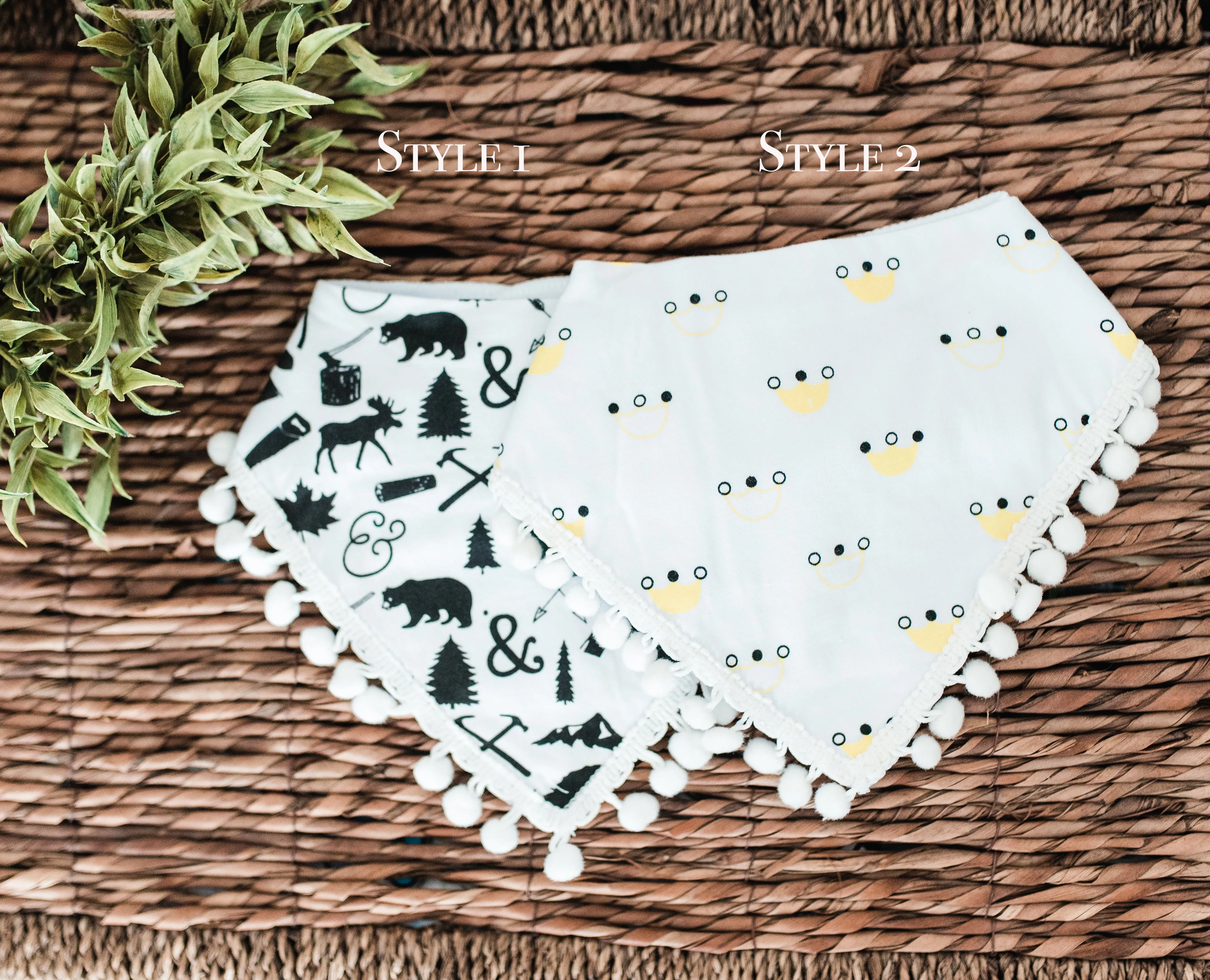 Pom Pom Trim Bandana Bibs - 20 Styles!