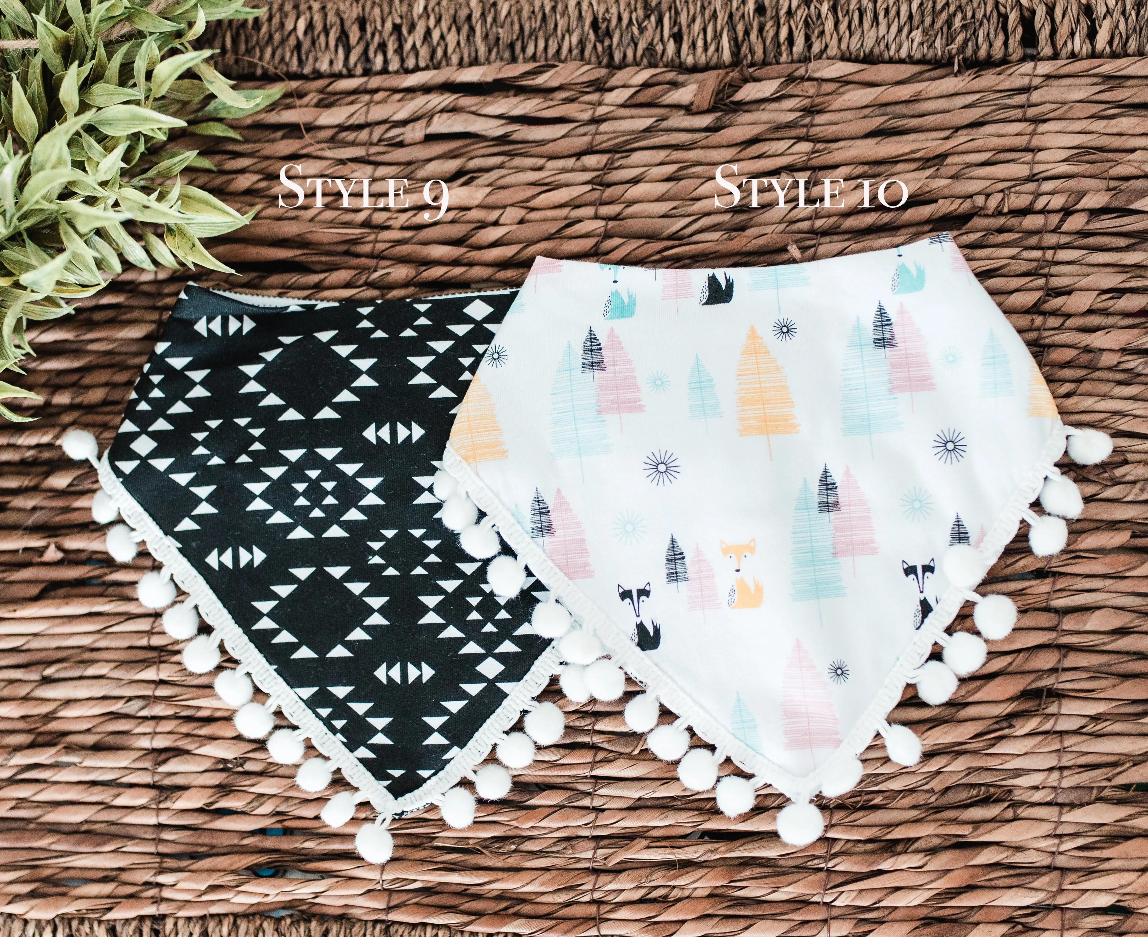 Pom Pom Trim Bandana Bibs - 20 Styles!