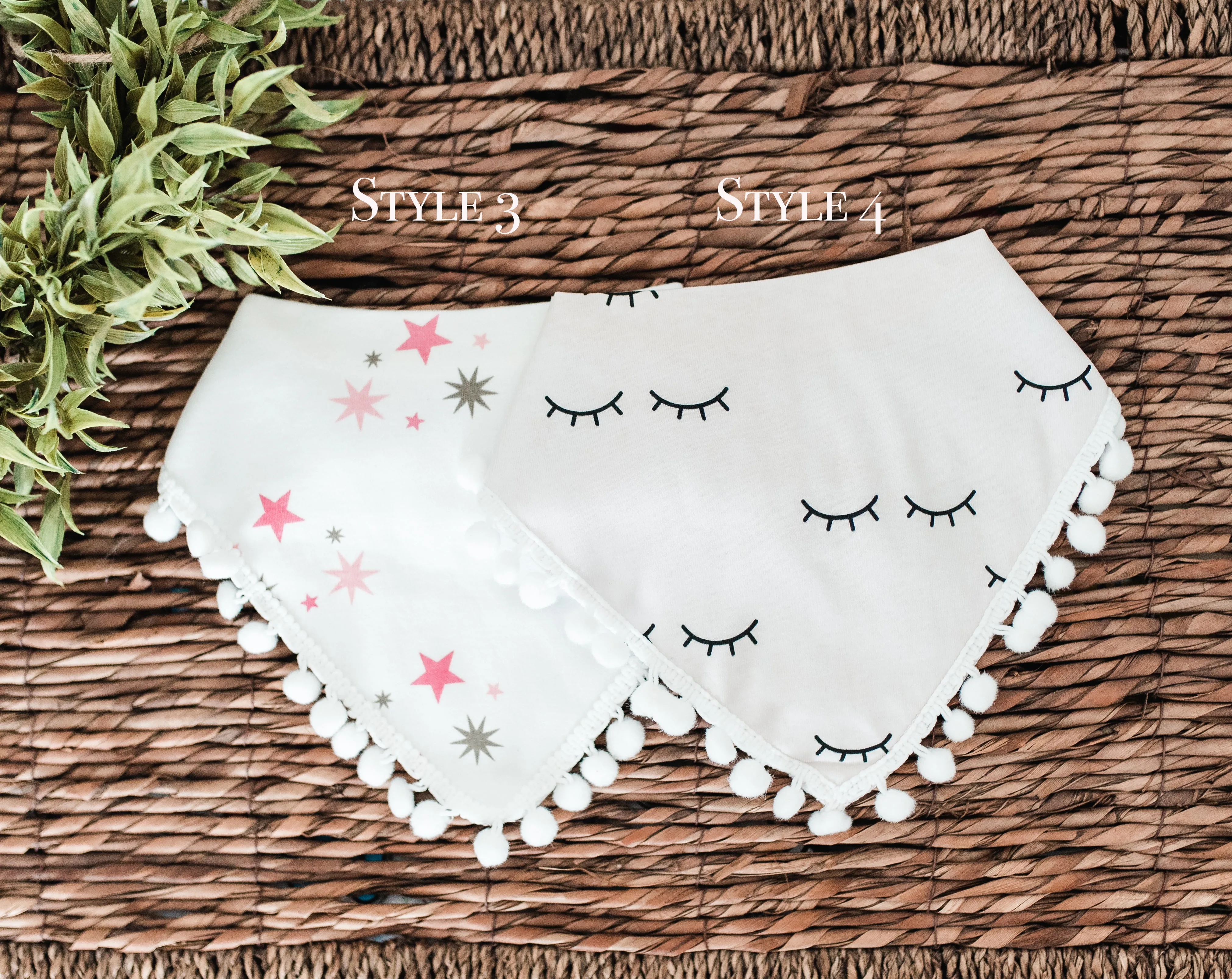 Pom Pom Trim Bandana Bibs - 20 Styles!