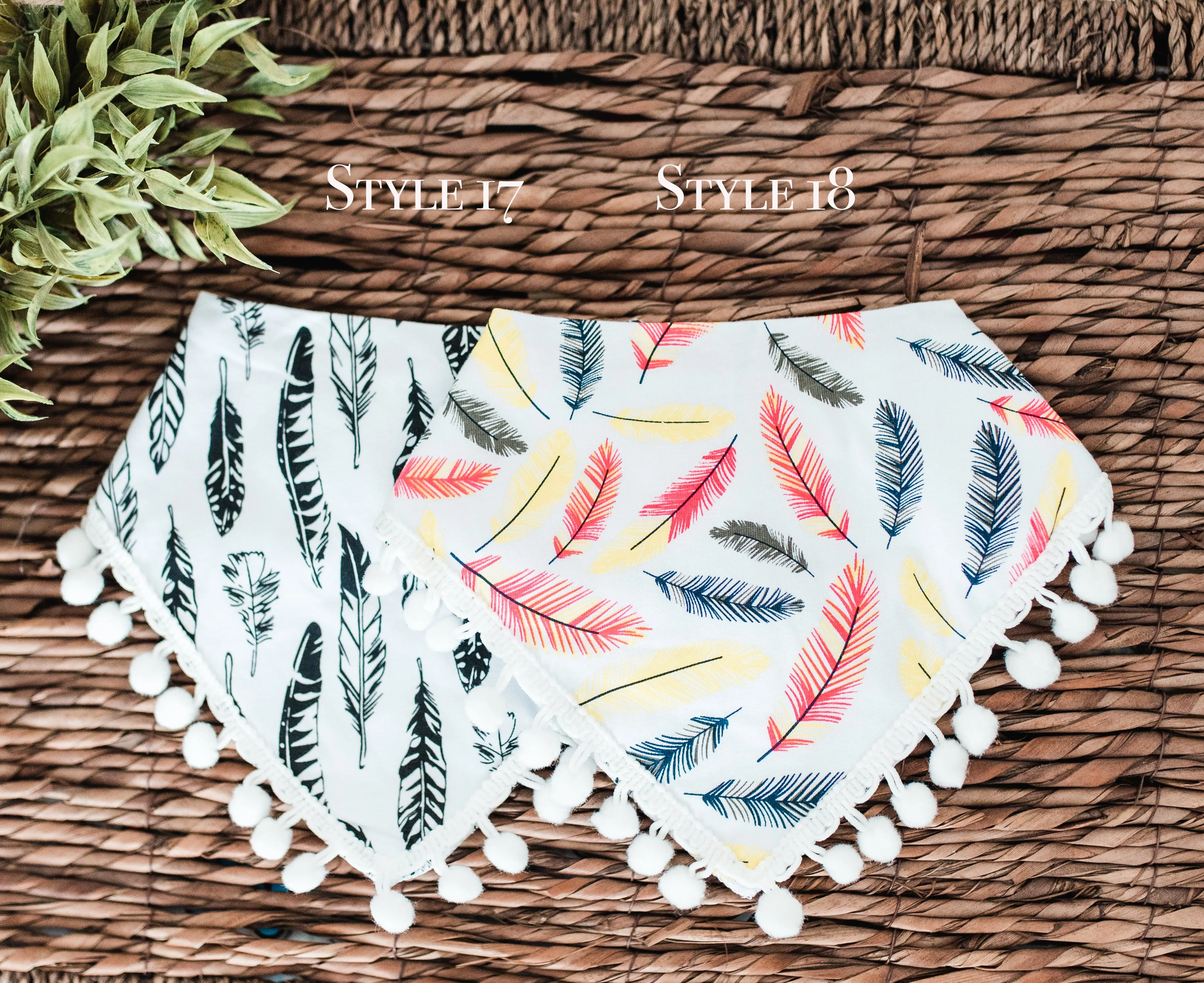 Pom Pom Trim Bandana Bibs - 20 Styles!