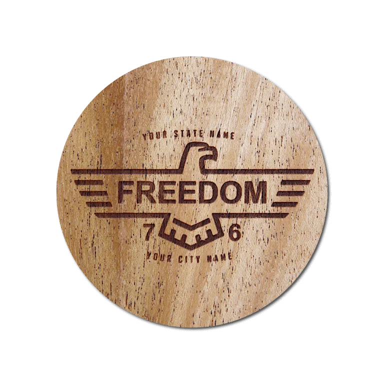 Real Wood Sticker - Freedom '76 Collection (Customized with your City & State)