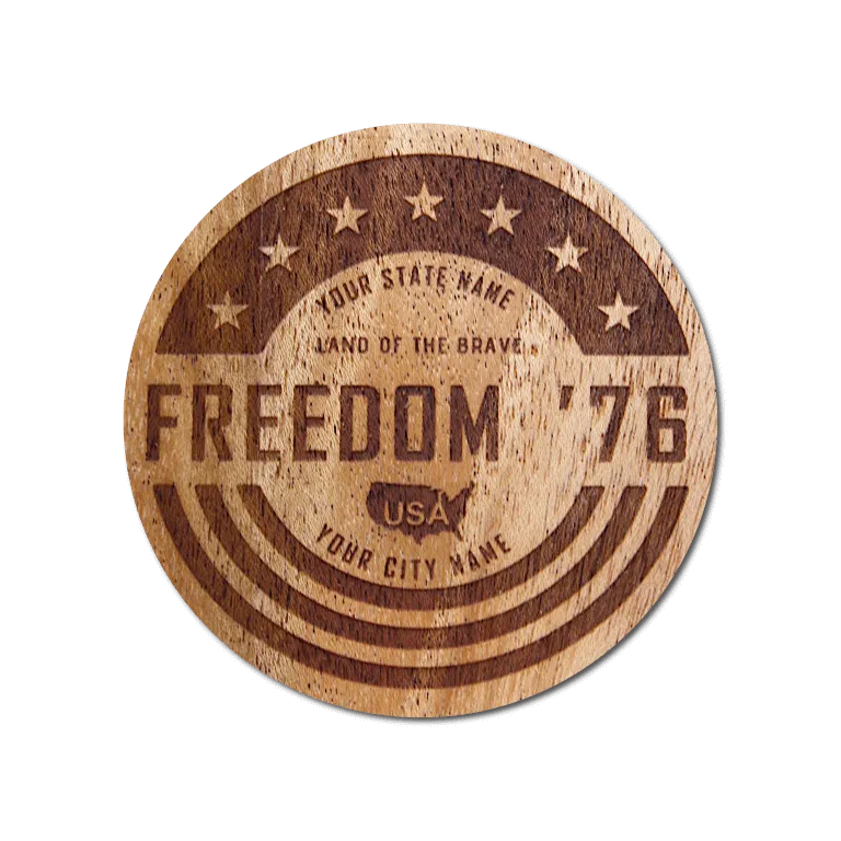 Real Wood Sticker - Freedom '76 Collection (Customized with your City & State)