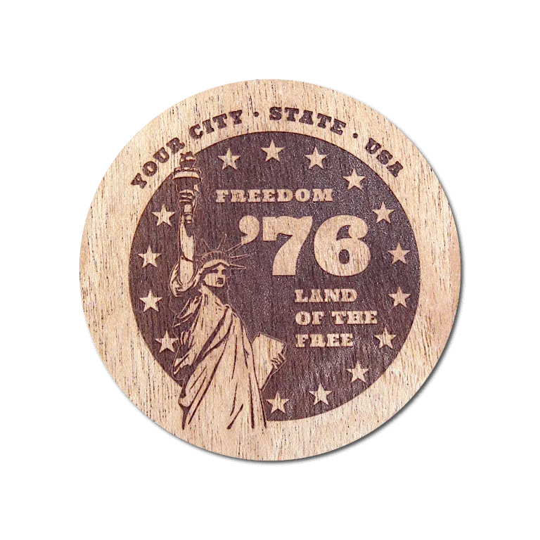Real Wood Sticker - Freedom '76 Collection (Customized with your City & State)