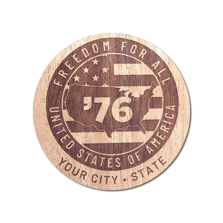 Real Wood Sticker - Freedom '76 Collection (Customized with your City & State)