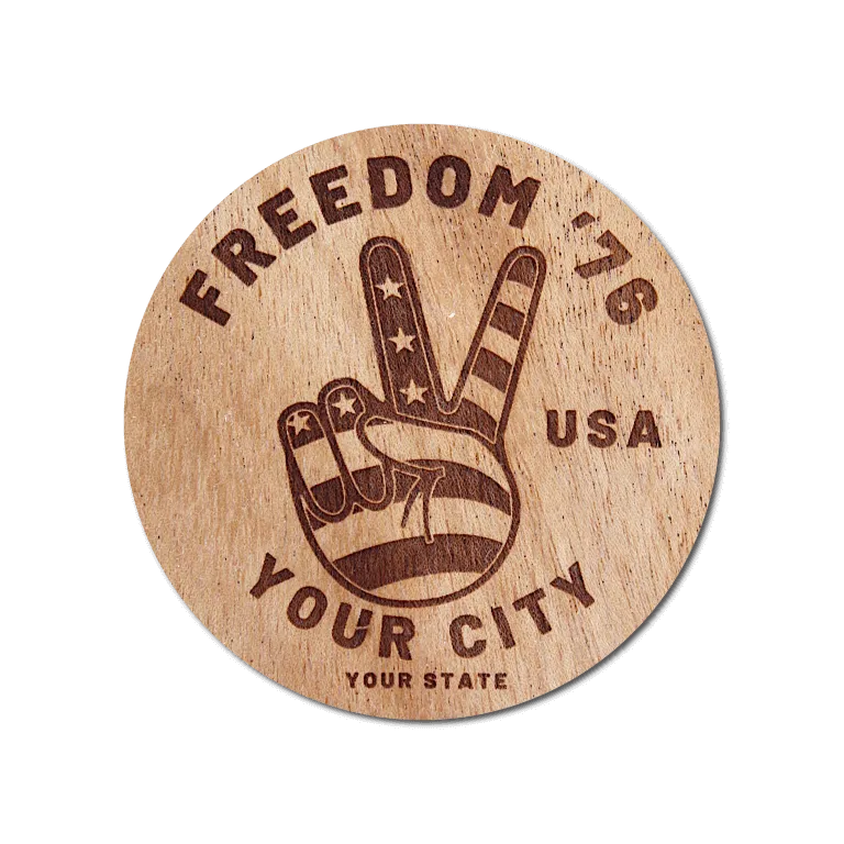 Real Wood Sticker - Freedom '76 Collection (Customized with your City & State)