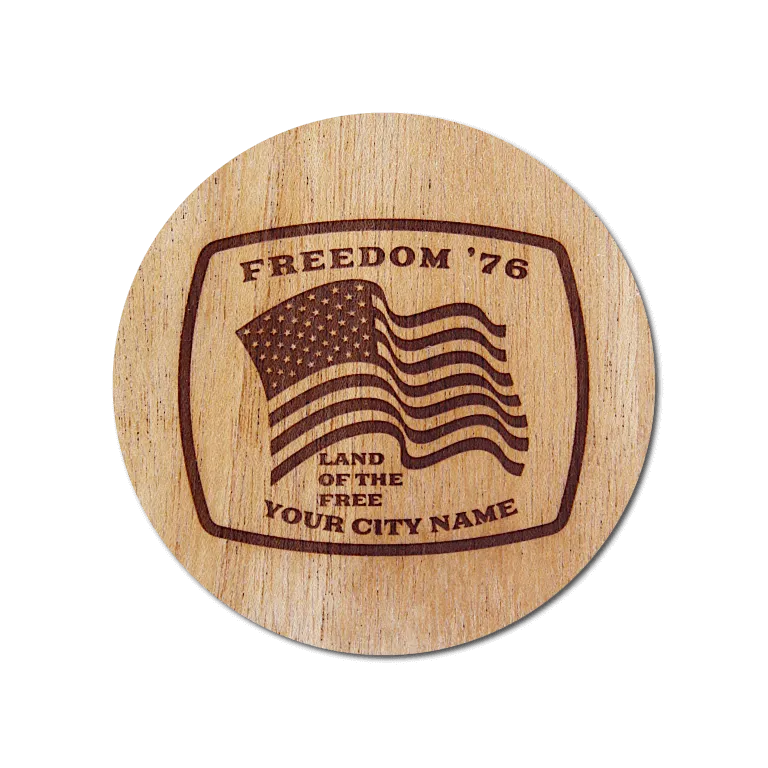 Real Wood Sticker - Freedom '76 Collection (Customized with your City & State)