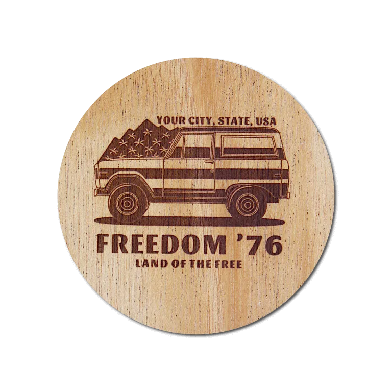 Real Wood Sticker - Freedom '76 Collection (Customized with your City & State)