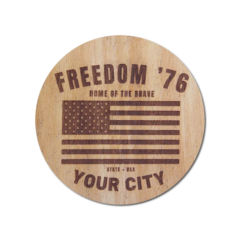 Real Wood Sticker - Freedom '76 Collection (Customized with your City & State)