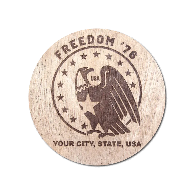 Real Wood Sticker - Freedom '76 Collection (Customized with your City & State)