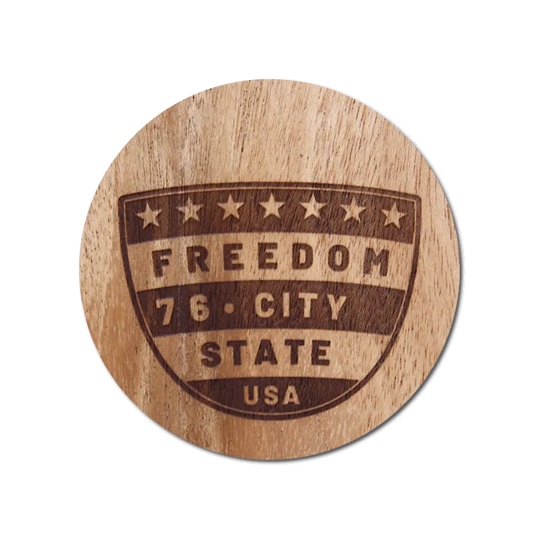 Real Wood Sticker - Freedom '76 Collection (Customized with your City & State)