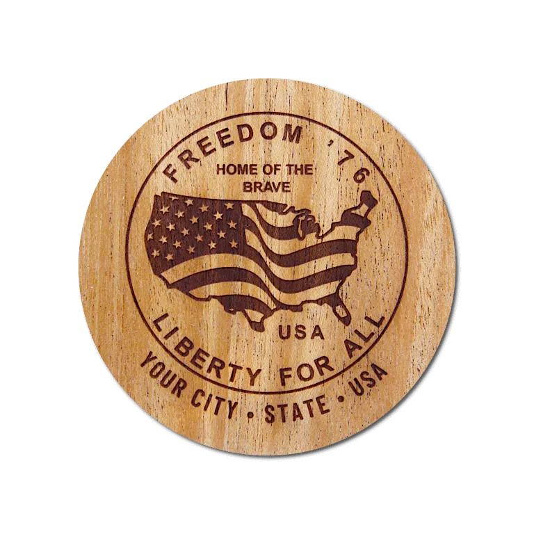 Real Wood Sticker - Freedom '76 Collection (Customized with your City & State)