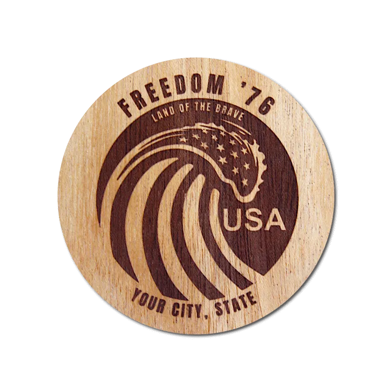 Real Wood Sticker - Freedom '76 Collection (Customized with your City & State)