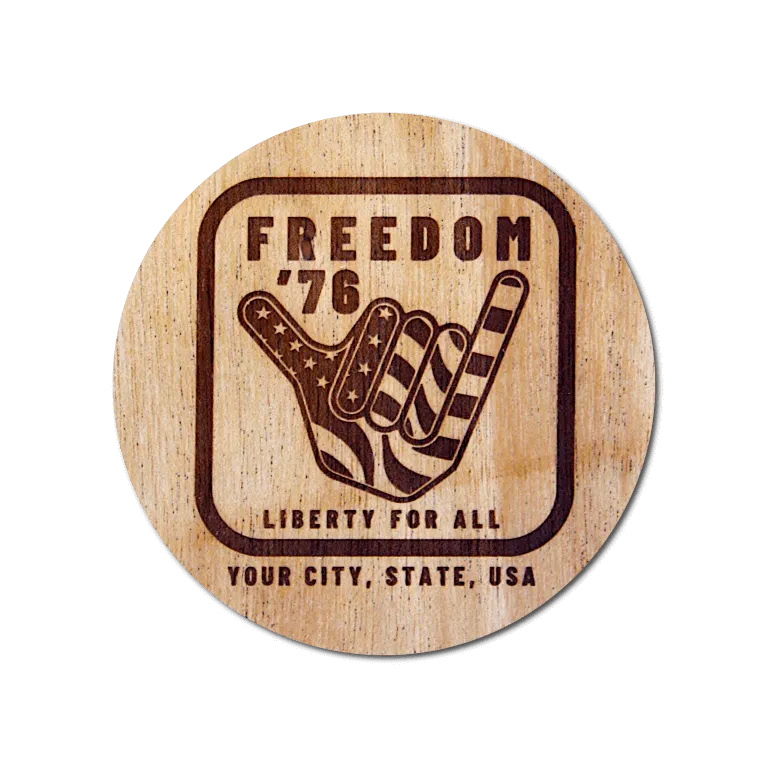 Real Wood Sticker - Freedom '76 Collection (Customized with your City & State)