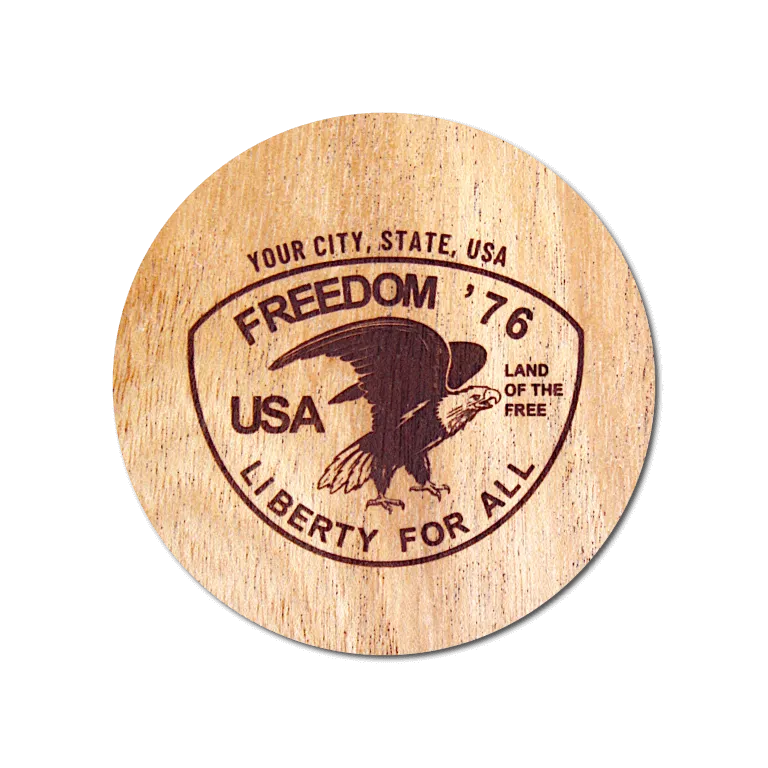 Real Wood Sticker - Freedom '76 Collection (Customized with your City & State)
