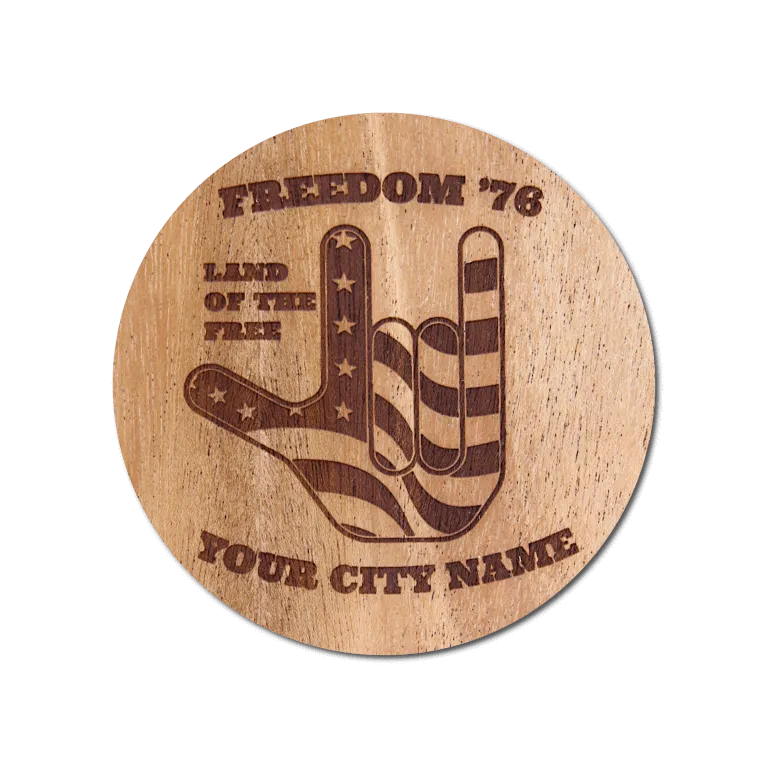 Real Wood Sticker - Freedom '76 Collection (Customized with your City & State)