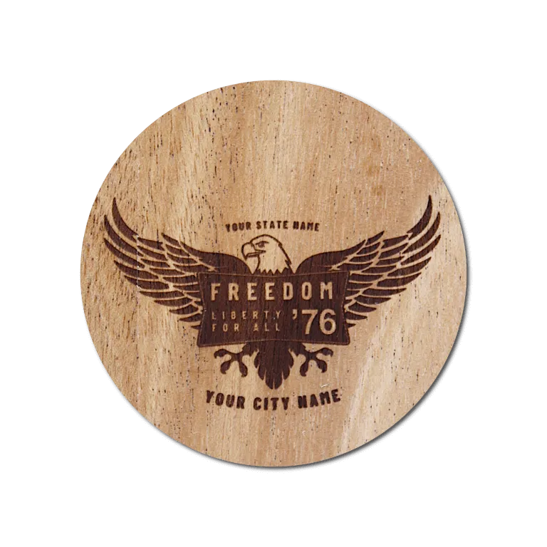 Real Wood Sticker - Freedom '76 Collection (Customized with your City & State)