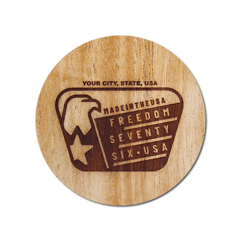 Real Wood Sticker - Freedom '76 Collection (Customized with your City & State)