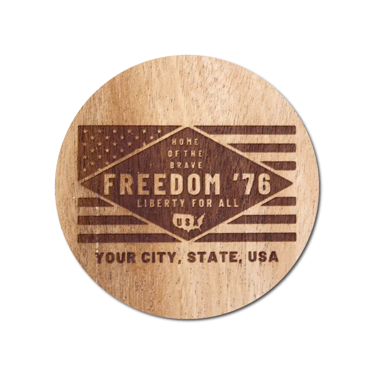 Real Wood Sticker - Freedom '76 Collection (Customized with your City & State)