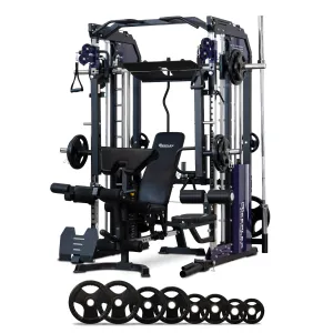 Reeplex Cx3 Multi Gym   Adjustable Bench   100kg Weight Plates   Barbell   Leg Press   Jammer Arms