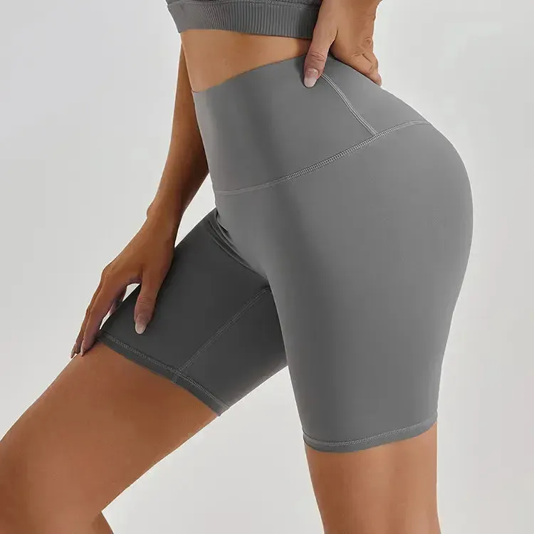 Seamless Biker Yoga Shorts Solid Color Running Women Yoga Gym Shorts Tummy Control Women Yoga Shorts