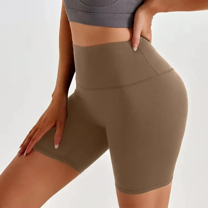 Seamless Biker Yoga Shorts Solid Color Running Women Yoga Gym Shorts Tummy Control Women Yoga Shorts