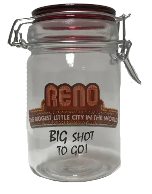 Souvenir Shot Glass Reno, Nevada, Biggest Little City in the World, Stash Jar "BIG SHOT" Shot Glass
