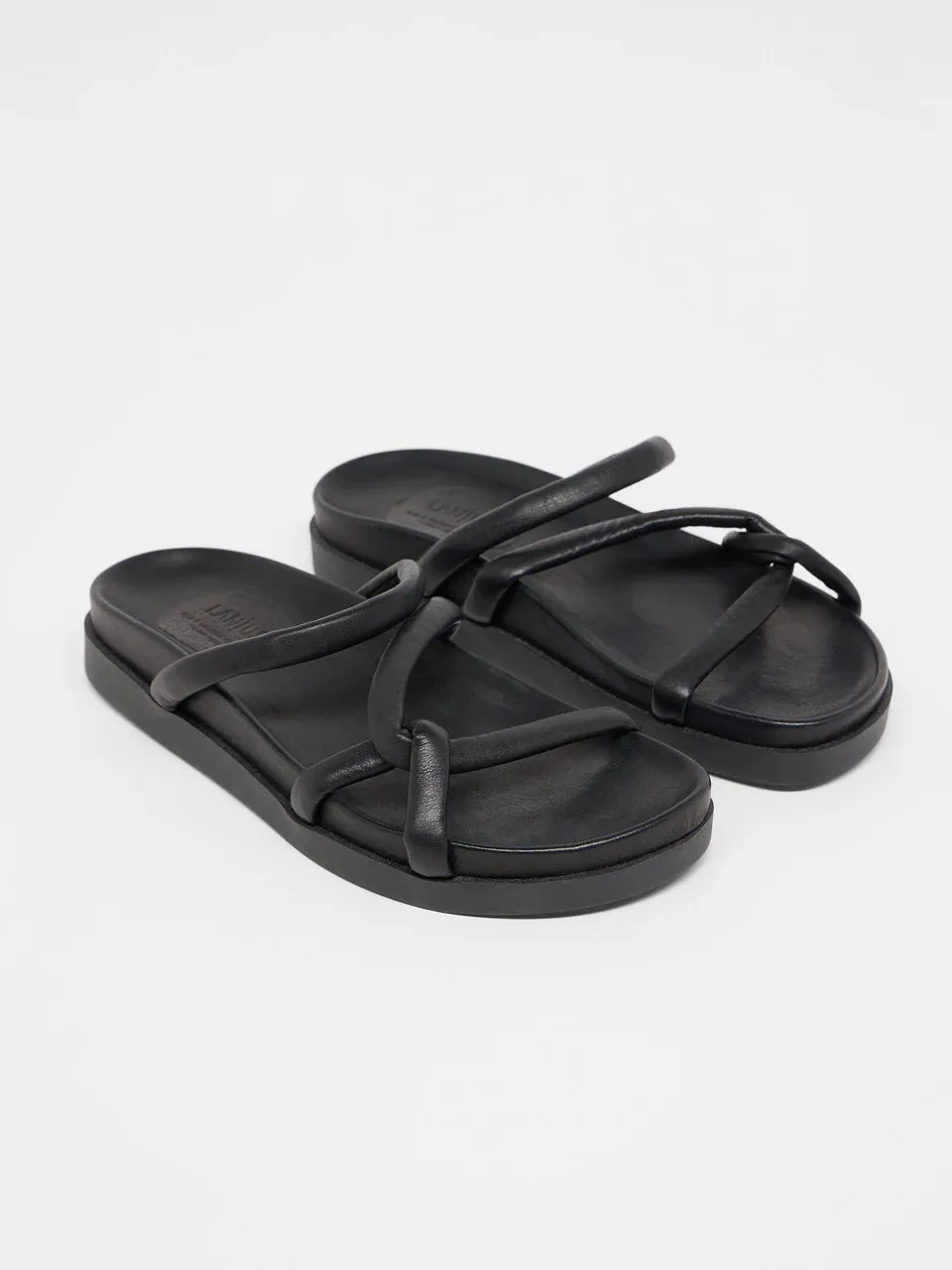 strap mules in black