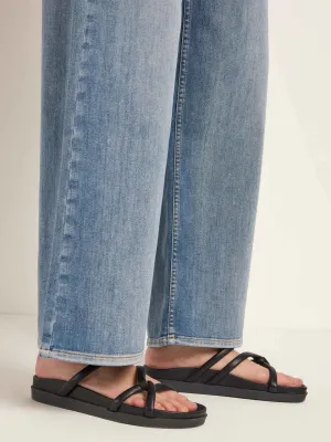 strap mules in black