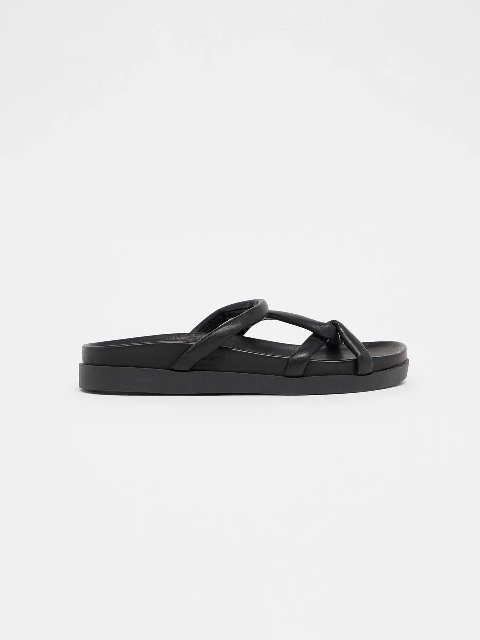 strap mules in black