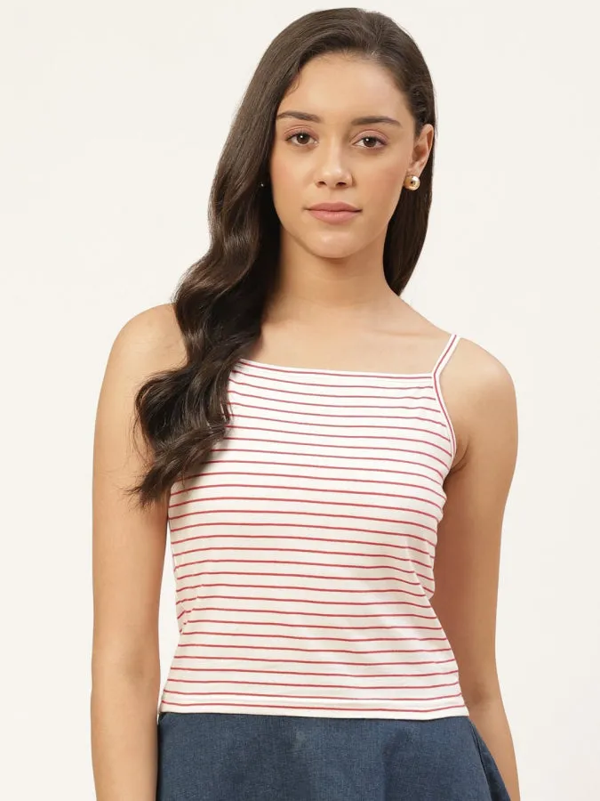 White Striped Cami Top