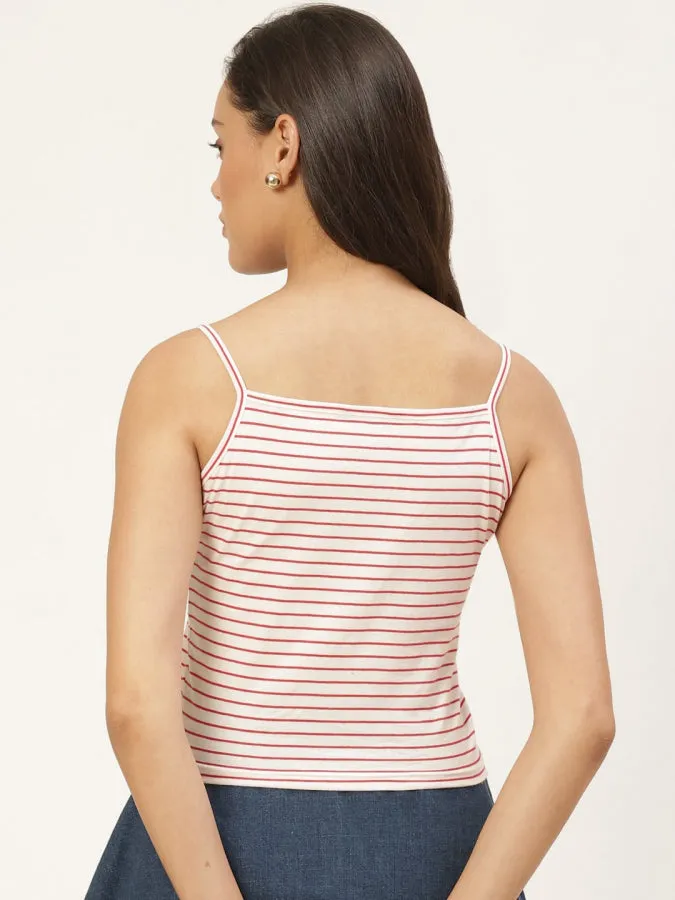 White Striped Cami Top
