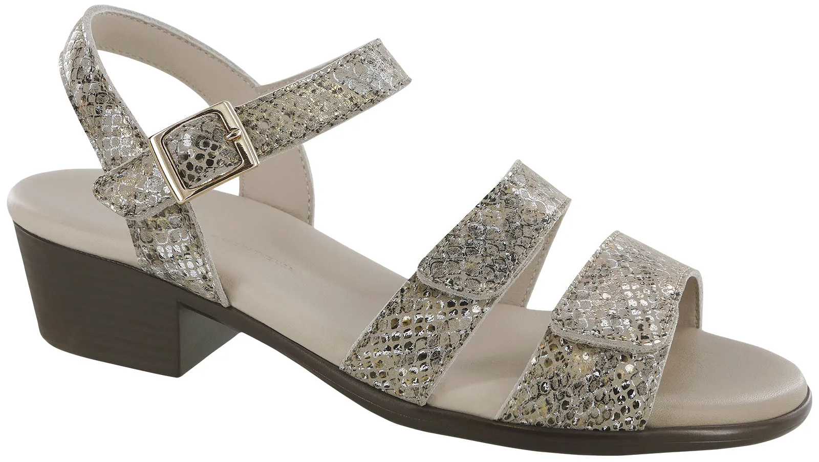 Women's Savanna Heel Strap Sandal in Multisnake Gold