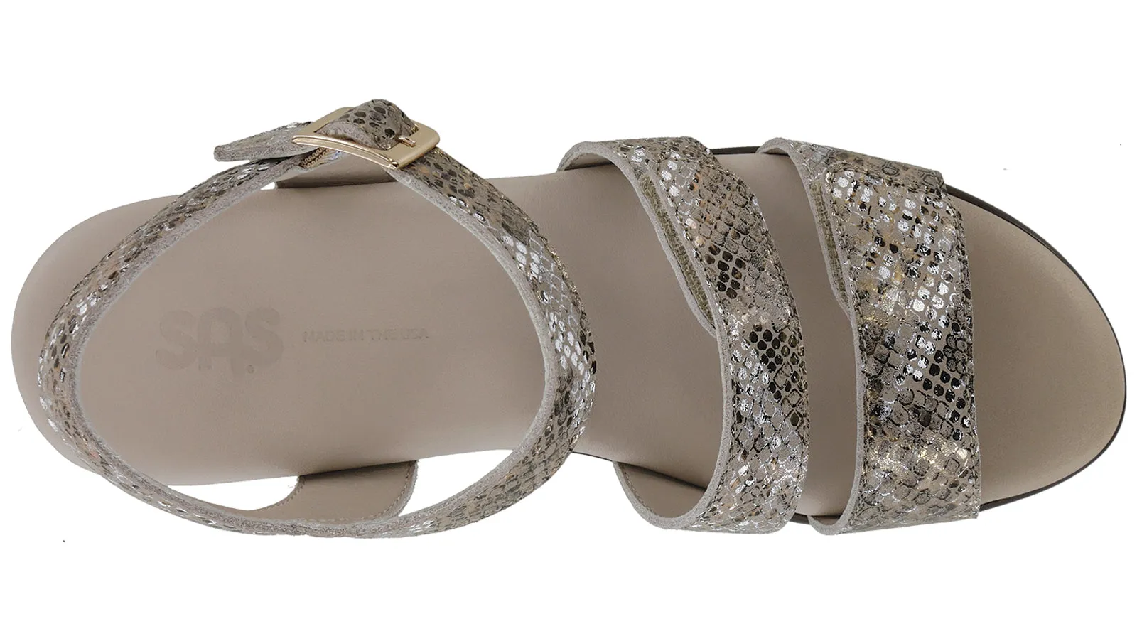 Women's Savanna Heel Strap Sandal in Multisnake Gold